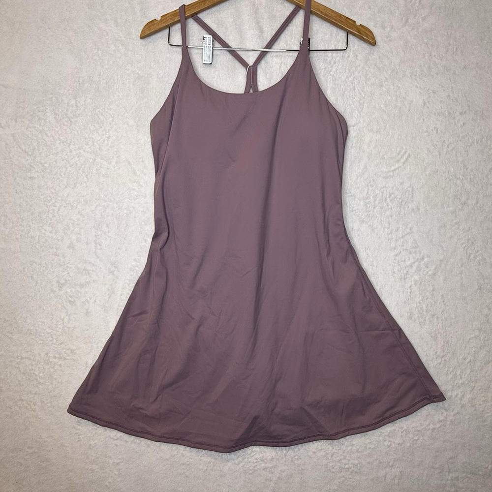 Halara XL Everyday Cloudful Backless 2-in-1 Flare Workout Dress-Wannabe Purple